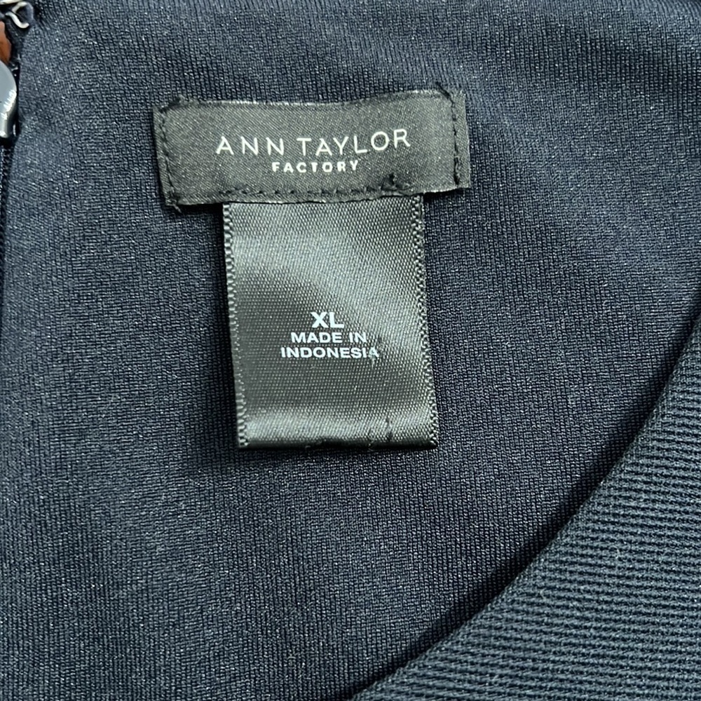 Ann Taylor Factory Sleeveless Blouse Navy XL Zip on the Back - Picture 6 of 7